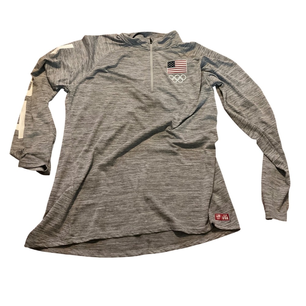 Team USA Olympic Apparel Womens XXL Gray Quarter Zip Pullover Long‎ Sleeve Shirt